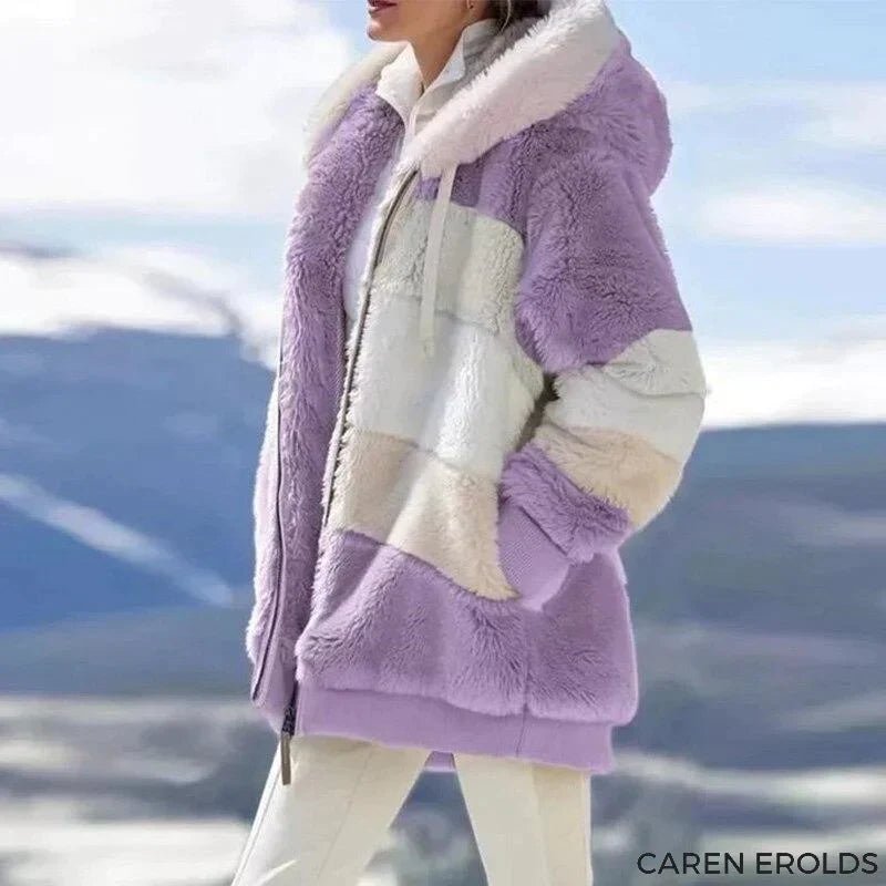 Cäcilia - Kuschelige Tweed - Kapuzenjacke mit Plüsch - Woll - Futter - Livezo