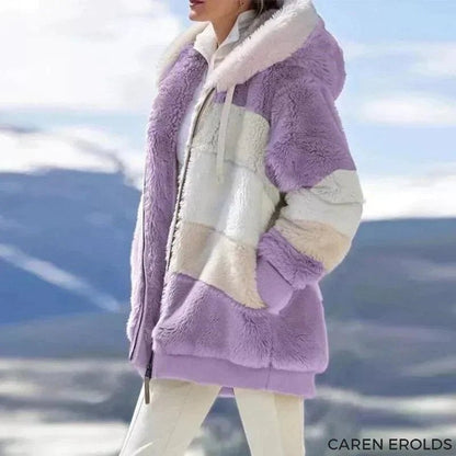 Cäcilia - Kuschelige Tweed - Kapuzenjacke mit Plüsch - Woll - Futter - Livezo