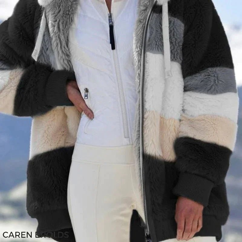 Cäcilia - Kuschelige Tweed - Kapuzenjacke mit Plüsch - Woll - Futter - Livezo