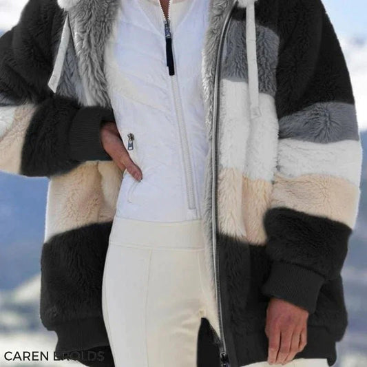 Cäcilia - Kuschelige Tweed - Kapuzenjacke mit Plüsch - Woll - Futter - Livezo