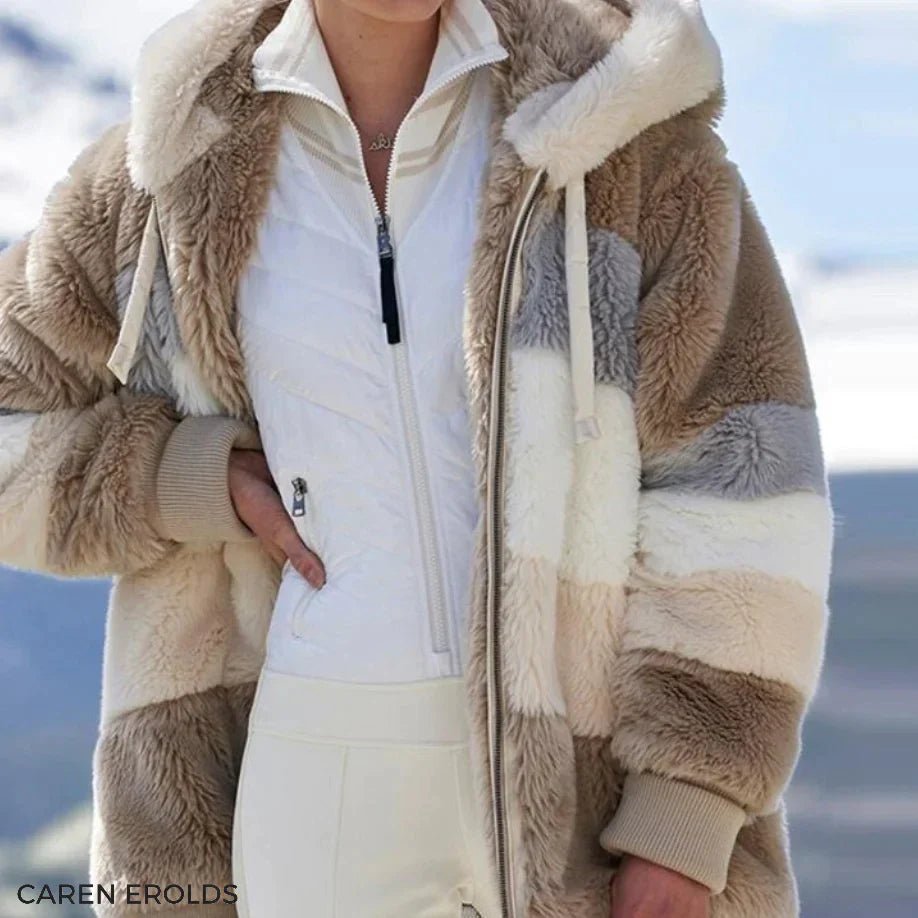 Cäcilia - Kuschelige Tweed - Kapuzenjacke mit Plüsch - Woll - Futter - Livezo