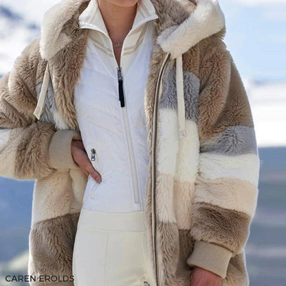 Cäcilia - Kuschelige Tweed - Kapuzenjacke mit Plüsch - Woll - Futter - Livezo
