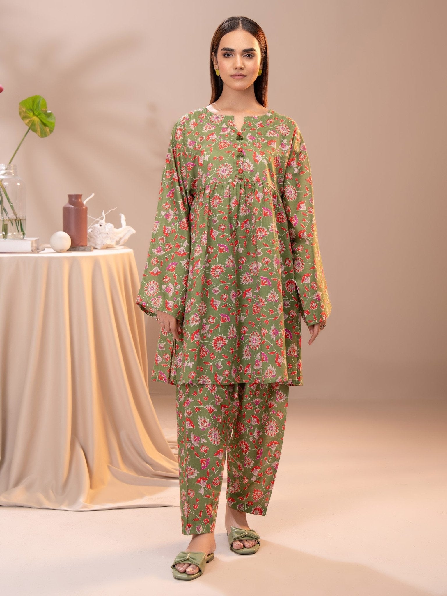 Cambric Printed Shirt (Unstitched) - Stilvoll, Leicht & Bequem - Livezo