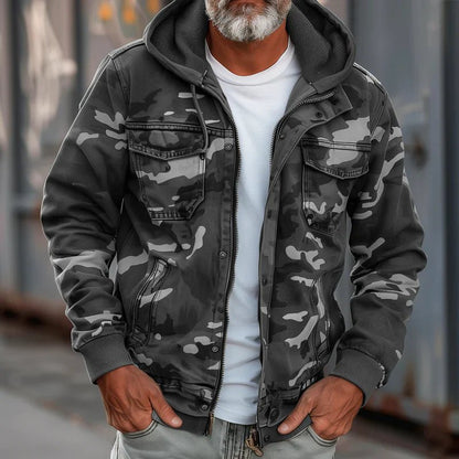 Camouflage Zip Hoodie | Herren Outdoor Kapuzenjacke mit Reißverschluss - Livezo