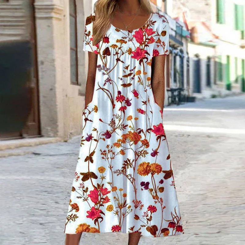 Carla - Elegantes Bauchbedeckung Blumenkleid - Livezo