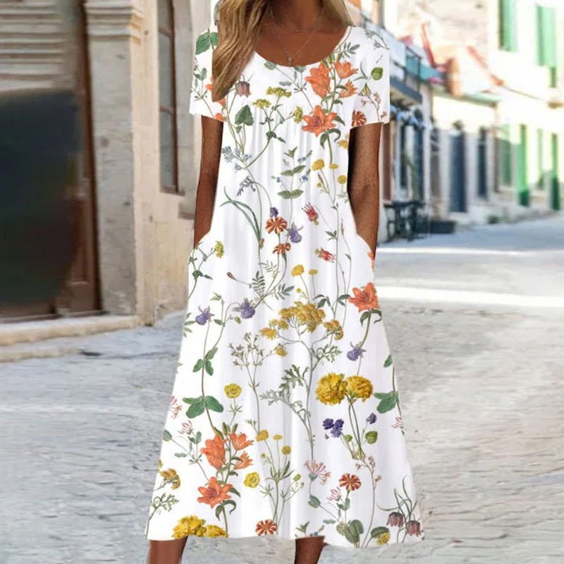 Carla - Elegantes Bauchbedeckung Blumenkleid - Livezo