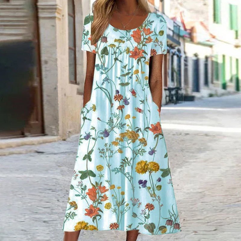 Carla - Elegantes Bauchbedeckung Blumenkleid - Livezo