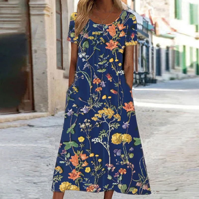 Carla - Elegantes Bauchbedeckung Blumenkleid - Livezo