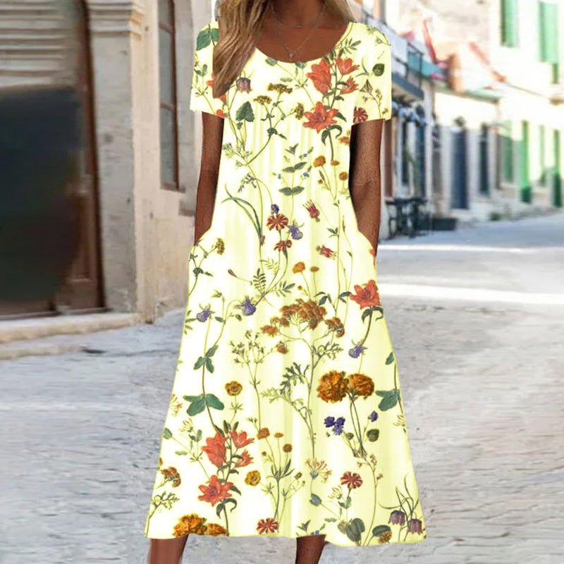 Carla - Elegantes Bauchbedeckung Blumenkleid - Livezo