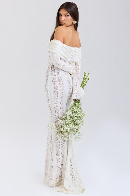 Celestia Schulterfreies Spitzen - Maxikleid - Livezo