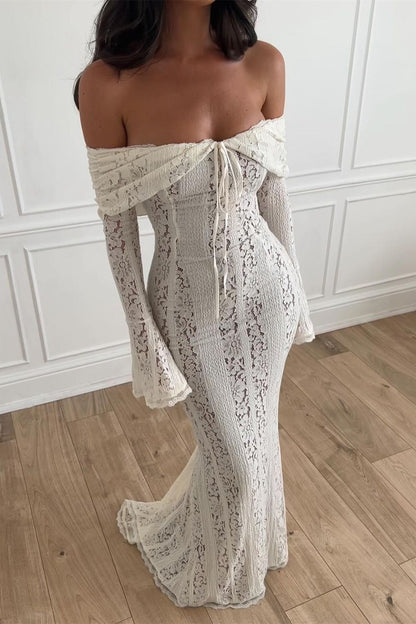 Celestia Schulterfreies Spitzen - Maxikleid - Livezo