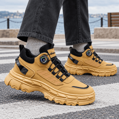 Chunky Leather Look Sneakers - Harren Cole