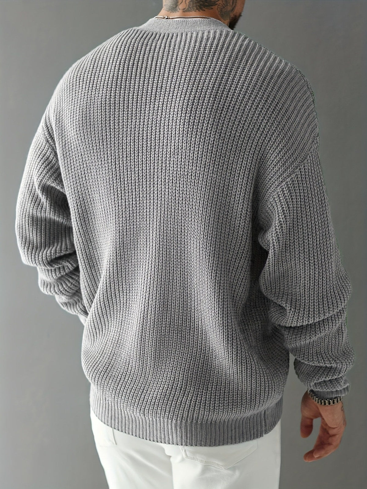Chunky Rib Knit V-Neck Cardigan - Harren Cole
