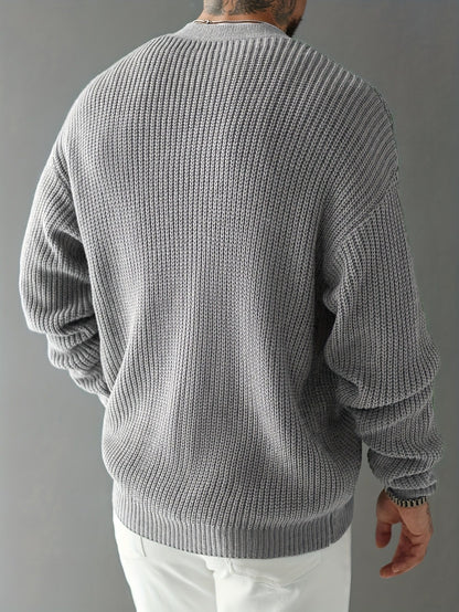 Chunky Rib Knit V-Neck Cardigan - Harren Cole