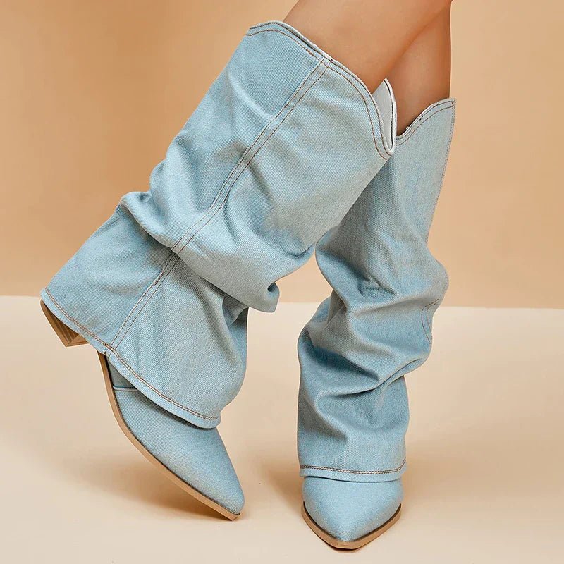 Claire | Denim Knee Boots - Mutig, stilvoll und mühelos schick! ✨👢 - Livezo