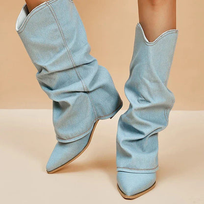 Claire | Denim Knee Boots - Mutig, stilvoll und mühelos schick! ✨👢 - Livezo