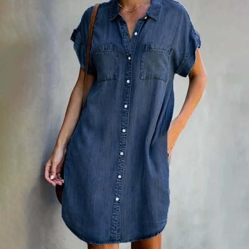 Clara – Leichtes Button - Up Hemdblusenkleid - Livezo