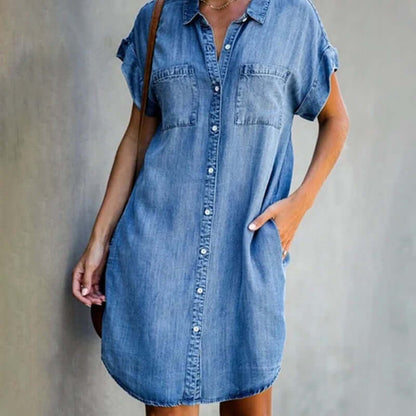 Clara – Leichtes Button - Up Hemdblusenkleid - Livezo