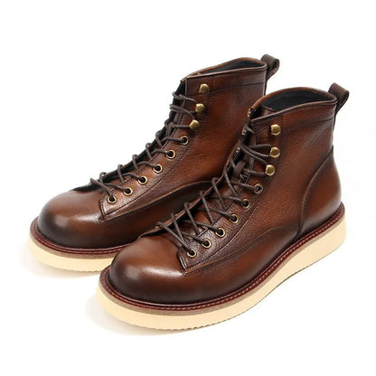 Classic Lace - Up Boots with Contrast Sole - Harren Cole