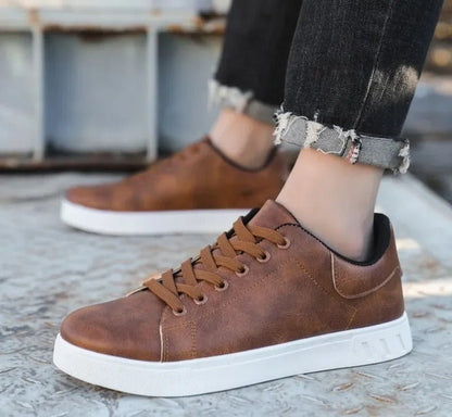 Classic Leather Look Sneakers - Harren Cole