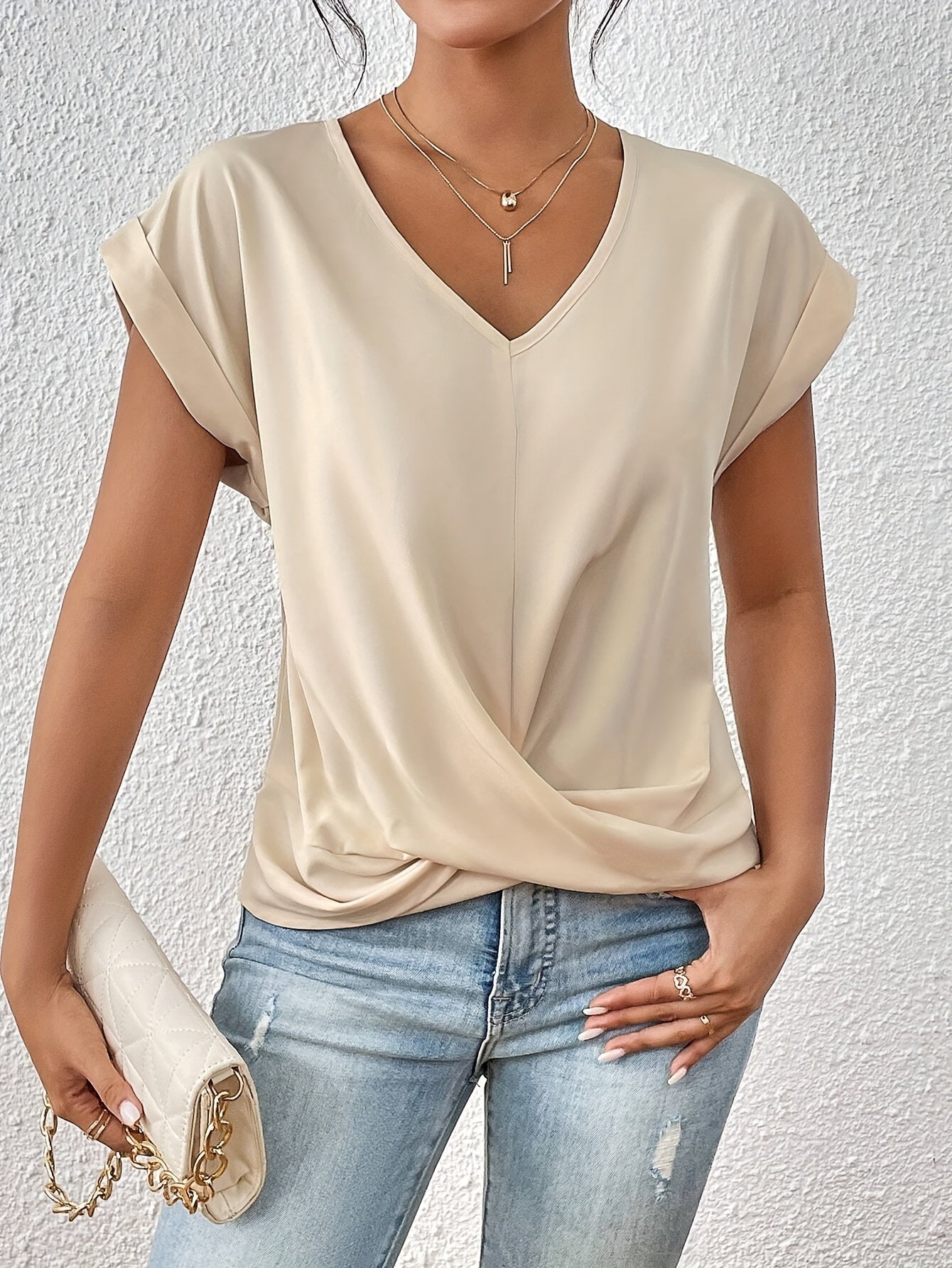 Cleo - Casual T-Shirt mit Sweetheart - Ausschnitt - Livezo