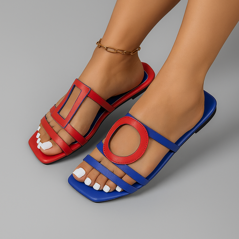 Colorblock Offene Zehen Freizeit-Sandalen