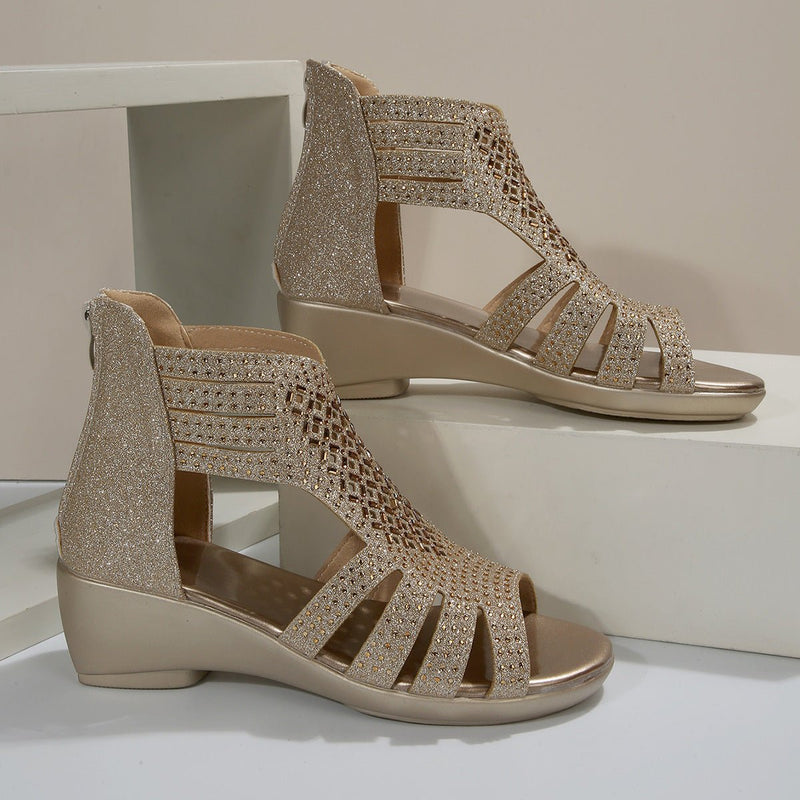 Comelyy Keilsandaletten mit Strass - Livezo