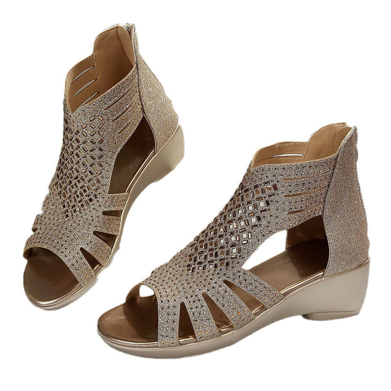 Comelyy Keilsandaletten mit Strass - Livezo