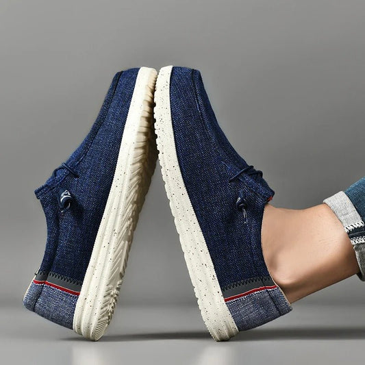 Comfortable Denim Slip - On Sneakers with Contrast Details - Harren Cole