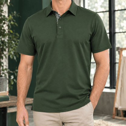 Contrast Collar Short Sleeve Polo Shirt - Harren Cole