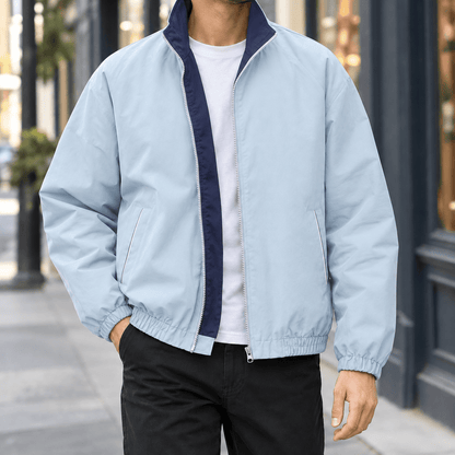 Contrast Collar Zip Jacket Relaxed Fit - Harren Cole
