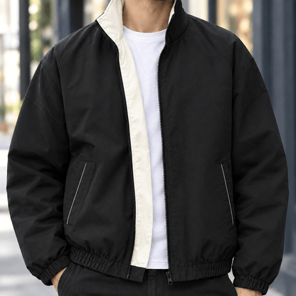 Contrast Collar Zip Jacket Relaxed Fit - Harren Cole