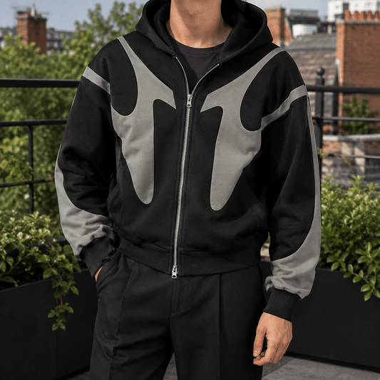 Contrast Panel Zip Hoodie - Harren Cole