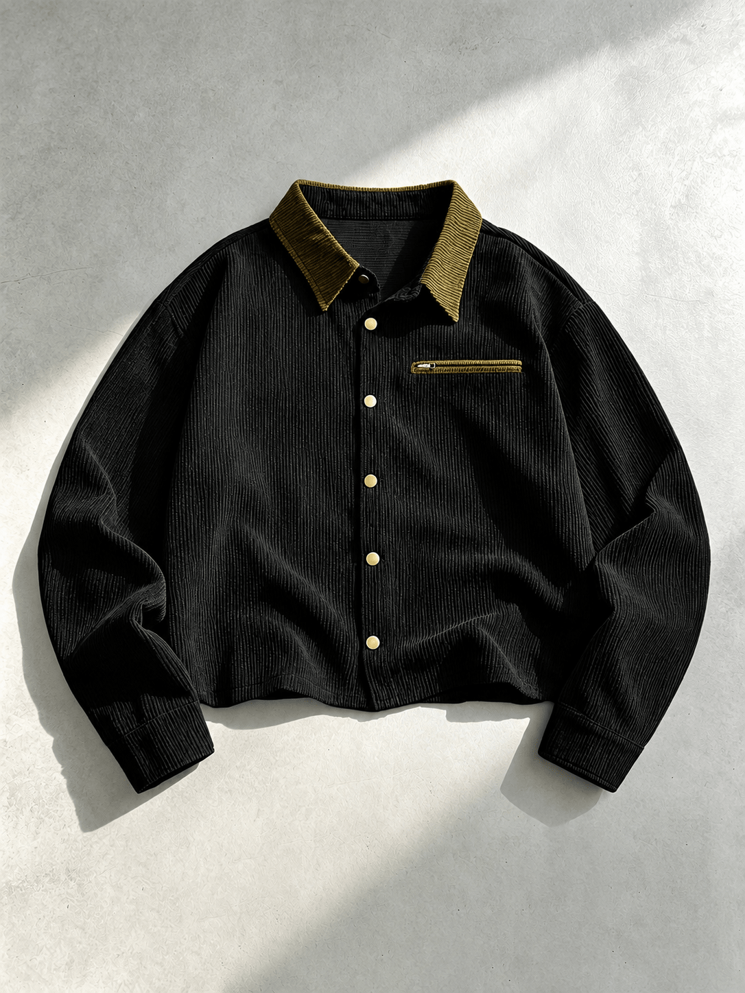 Corduroy Shirt Jacket With Contrast Collar - Harren Cole