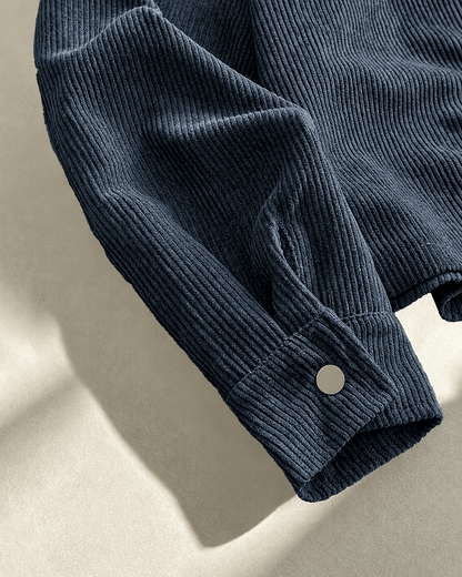 Corduroy Shirt Jacket With Contrast Collar - Harren Cole