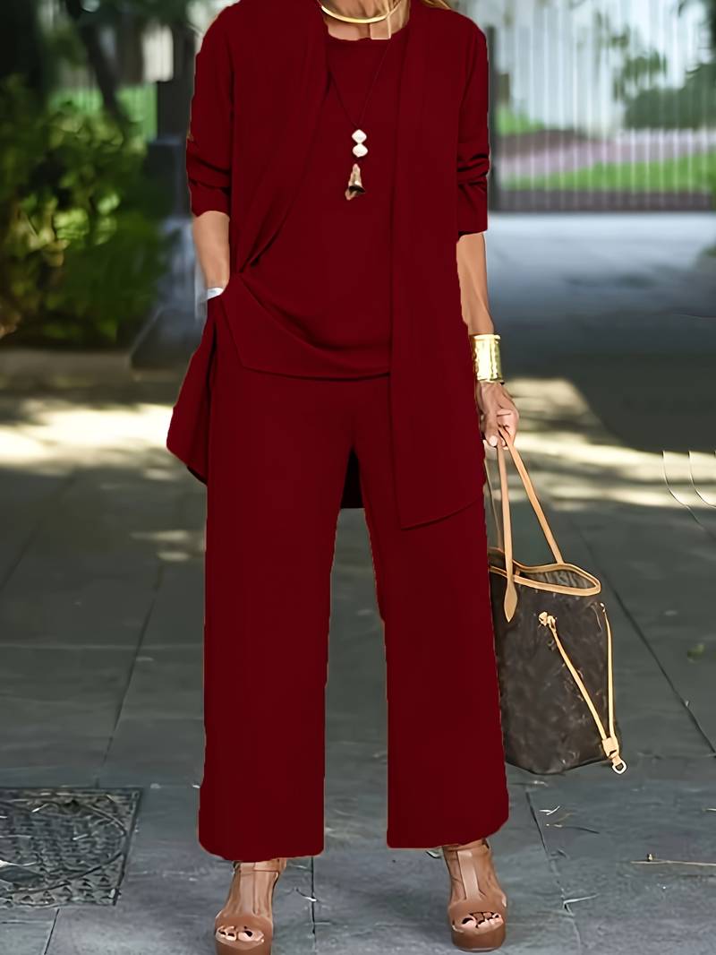 Cornelia – Zweiteiliges Freizeit - Set mit Strickjacke und langer Hose - Livezo