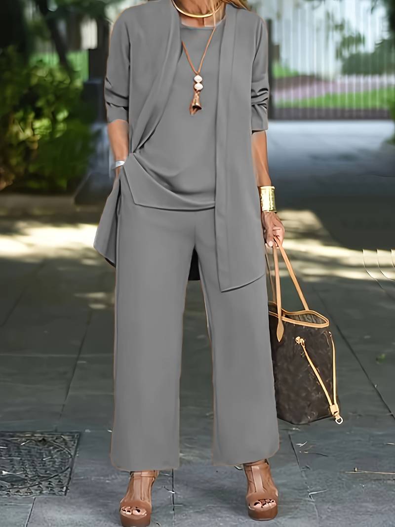 Cornelia – Zweiteiliges Freizeit - Set mit Strickjacke und langer Hose - Livezo