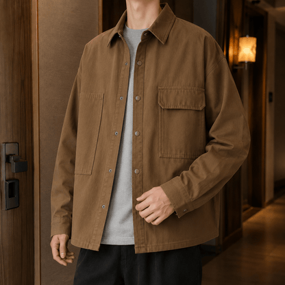 Cotton Blend Utility Jacket Relaxed Fit - Harren Cole