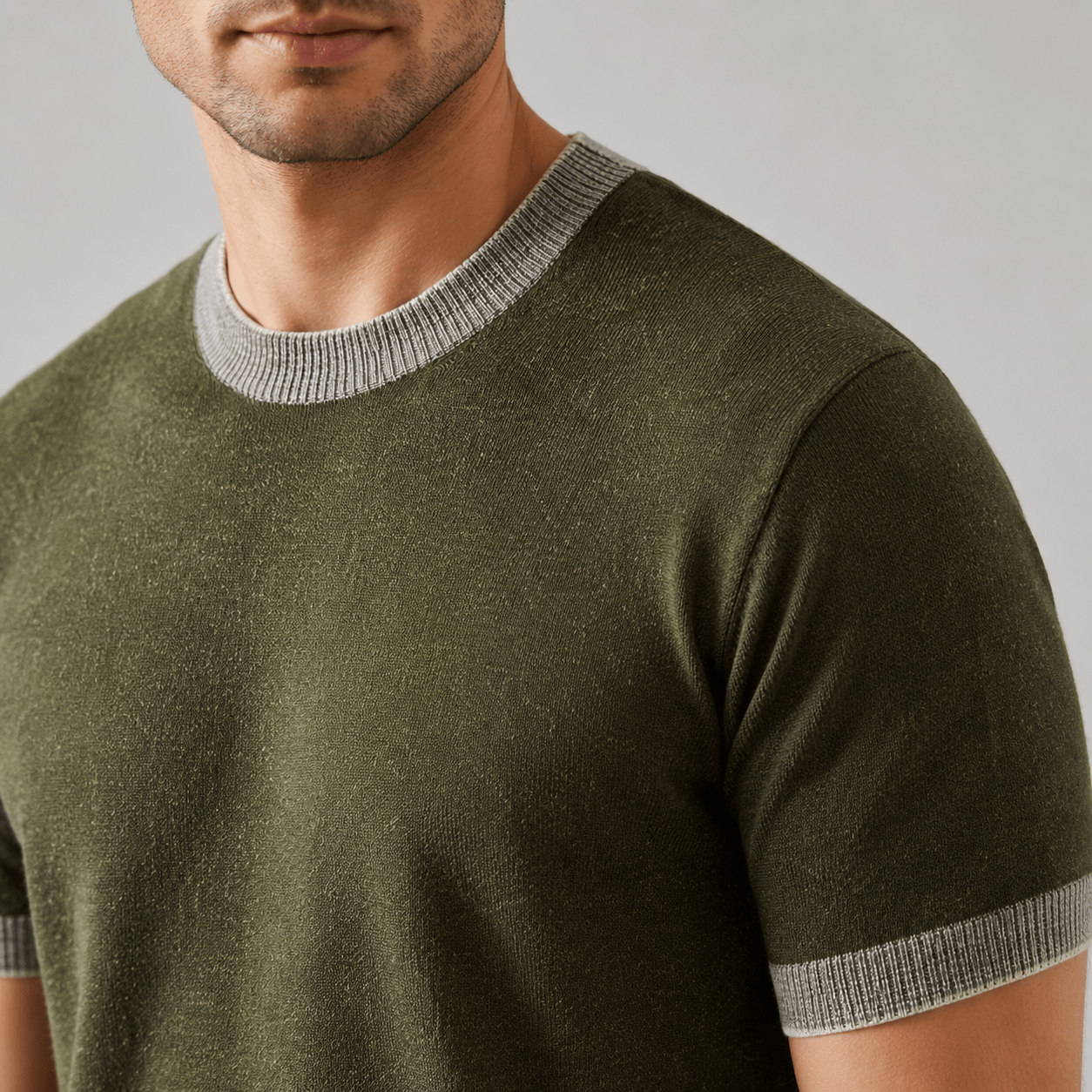 Cotton Knit Tailored Fit Ribbed T-Shirt - Harren Cole