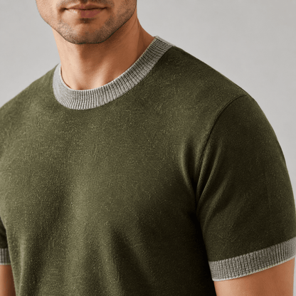 Cotton Knit Tailored Fit Ribbed T-Shirt - Harren Cole