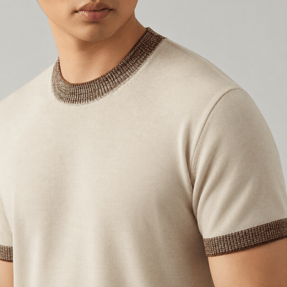 Cotton Knit Tailored Fit Ribbed T-Shirt - Harren Cole