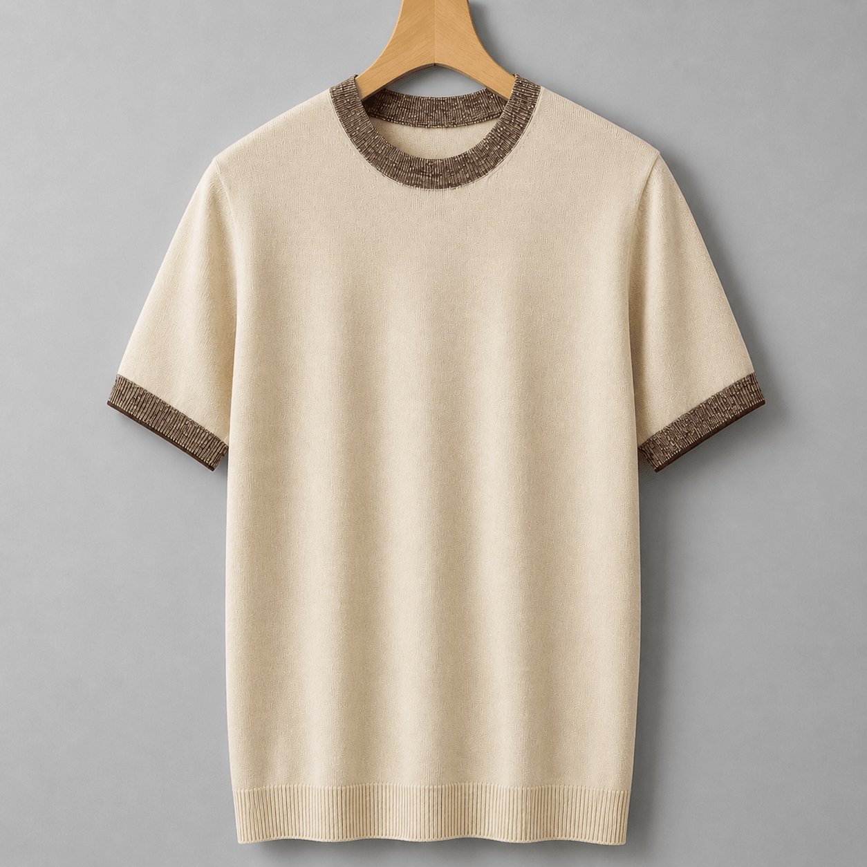 Cotton Knit Tailored Fit Ribbed T-Shirt - Harren Cole