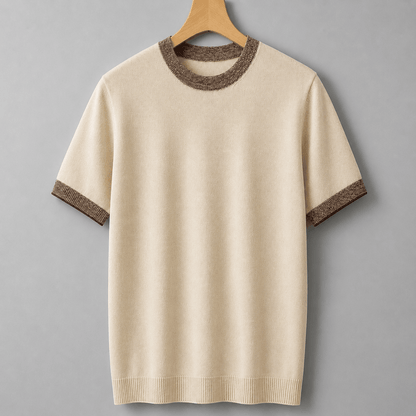 Cotton Knit Tailored Fit Ribbed T-Shirt - Harren Cole