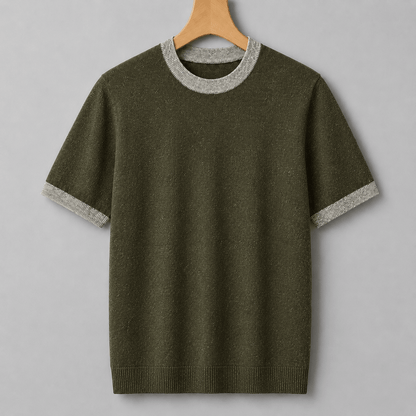 Cotton Knit Tailored Fit Ribbed T-Shirt - Harren Cole