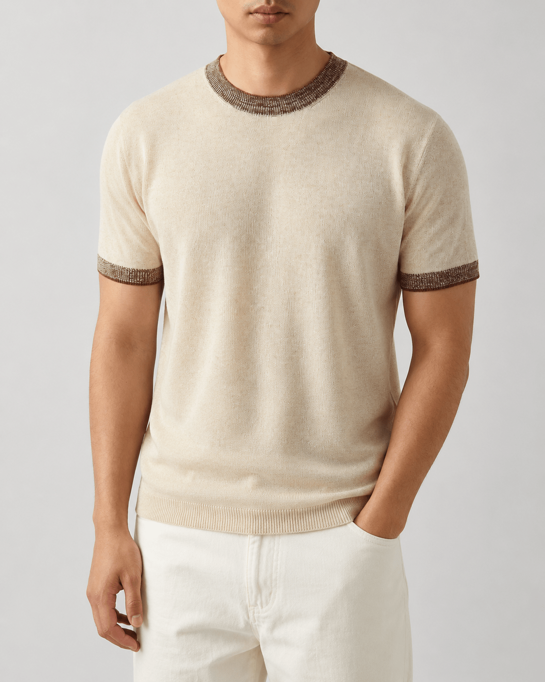 Cotton Knit Tailored Fit Ribbed T-Shirt - Harren Cole