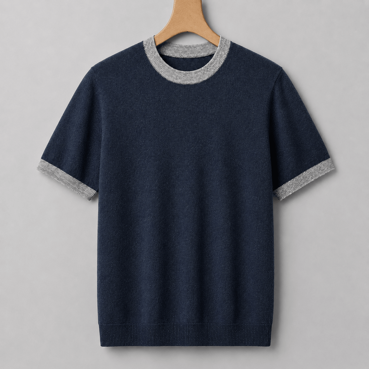 Cotton Knit Tailored Fit Ribbed T-Shirt - Harren Cole