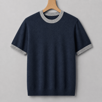 Cotton Knit Tailored Fit Ribbed T-Shirt - Harren Cole