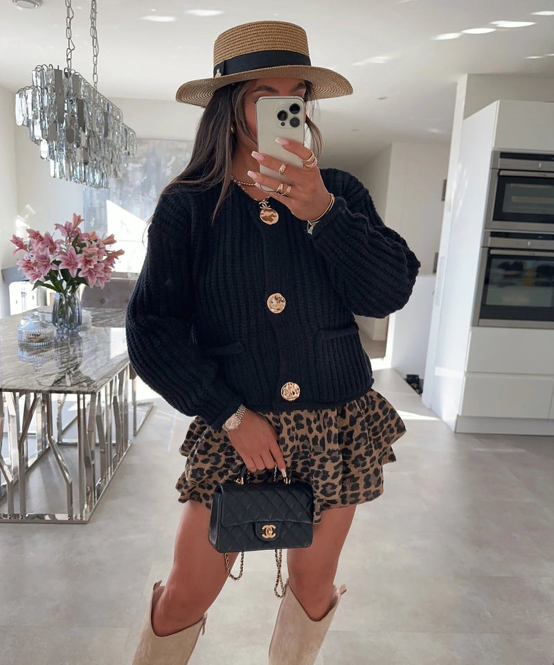 Cozy Chic Damen Strickjacke mit Knöpfen und Taschen - Livezo