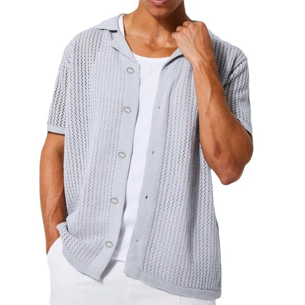Crochet Button Placket Airy Shirt - Harren Cole