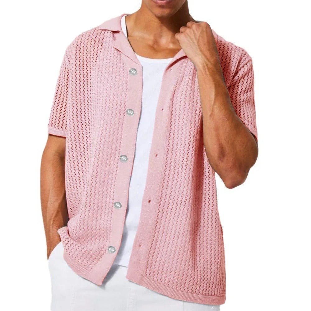Crochet Button Placket Airy Shirt - Harren Cole